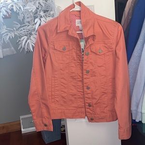 Never worn coral denim jean jacket